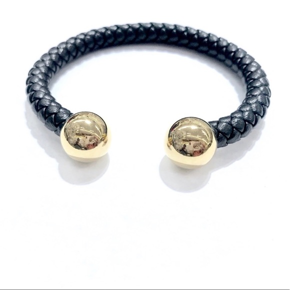 Stainless Steel Plain Ball LEATHER MEN CUFF BRAC. - Picture 4 of 8